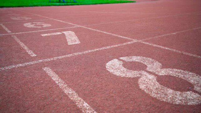 Running Track Lane Number 8 Athletic Sports Field Red Surface