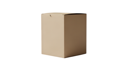 A tall narrow cardboard box with a closed lid isolated on transparent background