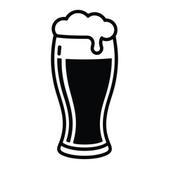 Illustration of a glass of dark beer with a frothy head, isolated on, perfect for bar menus, brewery promotions, or beerrelated designs