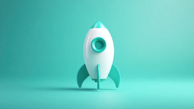 3d teal rocket icon with gradient background minimalist startup symbol for innovation technology and forward momentum in business growth space exploration and futuristic branding - Powered by Adobe