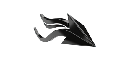 Black Forward Sweep 3D Arrow on White