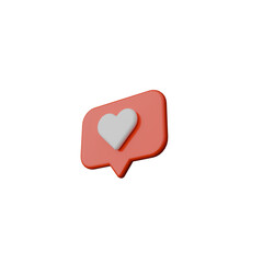 Social Media Heart Like Icon 3D Rendering