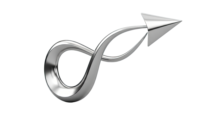 Abstract Sculpted 3D Arrow With Curved Body on White