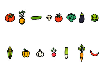 Colorful Hand-Drawn Vegetable Icons Set &mdash; Cute Doodle Style Fresh Veggies Clipart for Cooking, Recipe Graphics, Farmers Market Designs, Healthy Food Projects