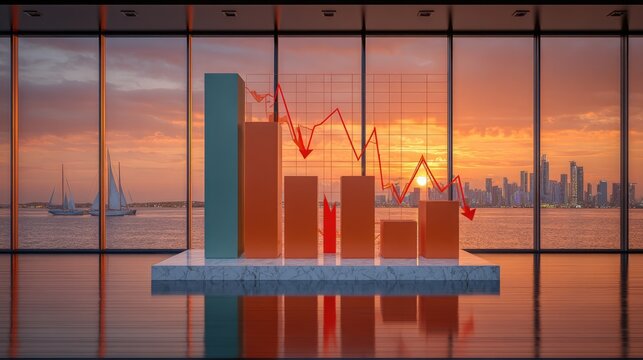 Declining Graph Sunset City View
