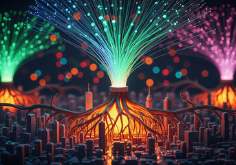 abstract and futuristic which depicts a combination of nature and technology.