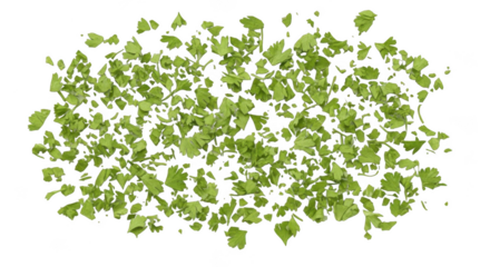 Pile of freshly chopped green herbs scattered on a dark surface for culinary use transparent background