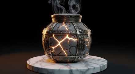 The sealed fantasy container looks ancient and magical.