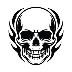 Fototapeta premium Skull with flames isolated on vector illustration of a skull with flames around it tattoo design skull with flames isolated on
