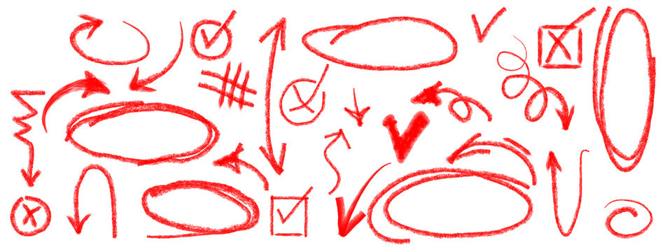 vector illustration.  Circular strokes marker felt pen scribbles doodle line collection. Hand drawn outline sketch wave brush circle mark elements rough set for text highlight ovals