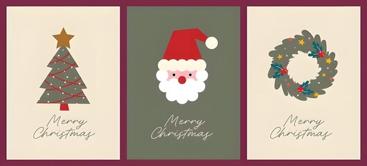 Three christmas card design set