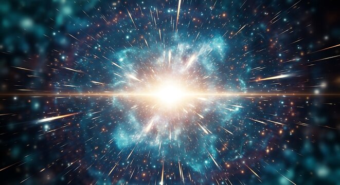 Cosmic Burst - A Vibrant Explosion of Light and Energy in Space.