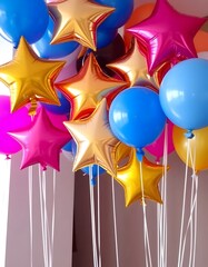 colorful balloons on a blue background