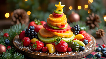 Stacked Fruit Christmas Tree Centerpiece