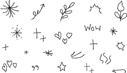 Hand-Drawn Sketchy Doodle Elements Collection — Cute Symbols, Accents & Creative Line Art Designs