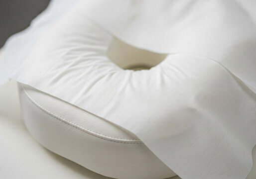 Professional Close-up of Massage Table Face Cradle with Disposable Cover