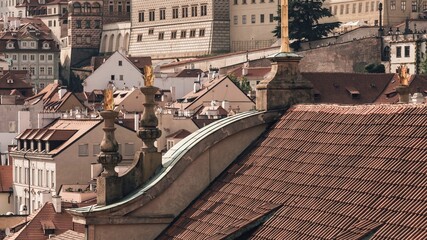Rooftops of an old european city with traditional architecture