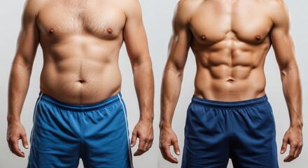 Fototapeta premium Body Transformation - From Overweight to Six-Pack Abs.