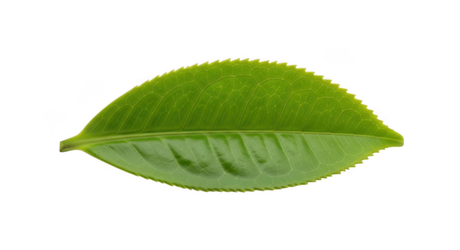 Vibrant green tea leaf close up macro detail against black background transparent background - Powered by Adobe