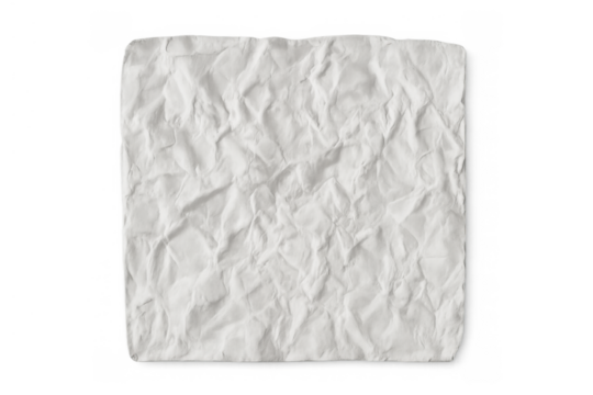 Wrinkled white paper sheet material creating a distressed texture background on transparent - Powered by Adobe