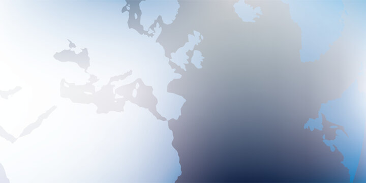 Faded World Map Depicting Continents with Soft Blue and White Hues.