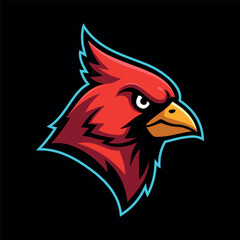 Red Cardinal Bird Character e-Sport Logo Vector Template
