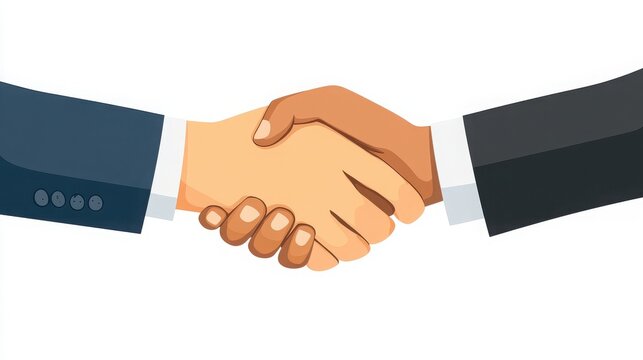 Diverse business professionals shaking hands in agreement on a white background