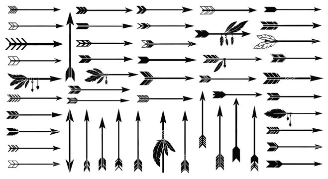 Collection of diverse arrow designs in a bold silhouette style