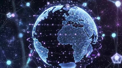 Digital global network connections encircling the earth, showcasing worldwide access