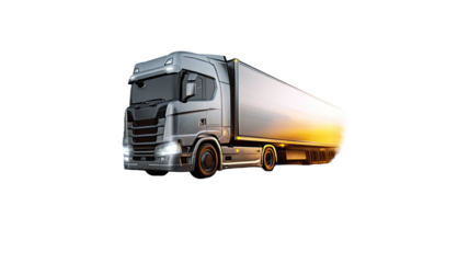 Truck driving on the highway isolated on a white background, transportation concept, commercial vehicle in motion, logistics illustration
