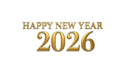 Happy New Year 2026 Gold Text