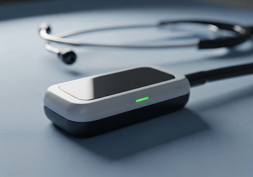 3D Render of Modern Medical Sensor and Stethoscope - Powered by Adobe