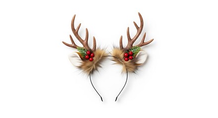 Festive Reindeer Antler Headband Isolated