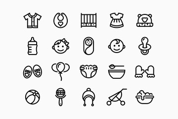 Set of baby and kids logo icon