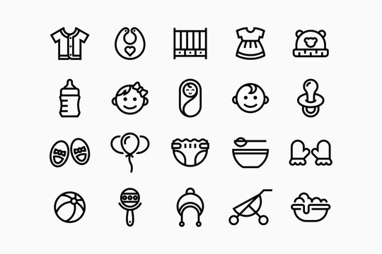 Set of baby and kids logo icon