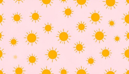 Cute Sun Pattern Background with Pink Backdrop.
