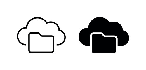 Cloud Storage Icon for File Hosting, Data Backup, Digital Folder Management, Network Access, SaaS Platform, Online Sync, IT Infrastructure, Cybersecurity, and Remote Computing