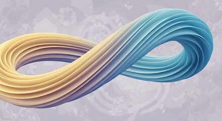 Abstract infinity symbol with gradient colors on textured background.