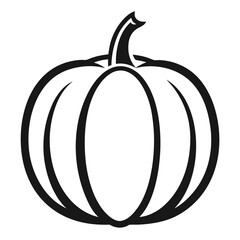 Simple black and white pumpkin silhouette with stem