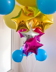 Golden Christmas stars with ribbon