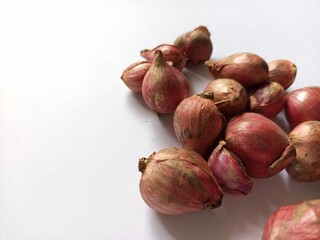 red onions on a white background