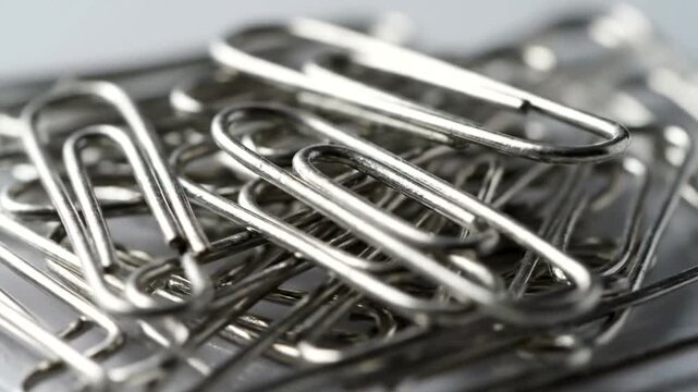 Macro view of interconnected paper clips, symbolizing connection and organization in a modern