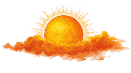 A sun icon with  rays isolated on a white background 