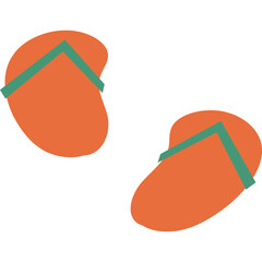 Orange Flip Flops with Teal Straps Isolated on White Background Minimalist Summer Footwear