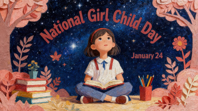 The element of reading girls represents the concept of girls' festivals, educational growth, and gender equality, and is suitable for social welfare and children's rights promotion materials.
