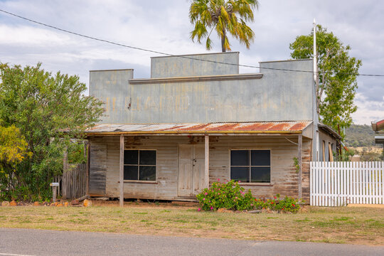 Derelict, abandoned old shops in the old gold mining town of Crackow