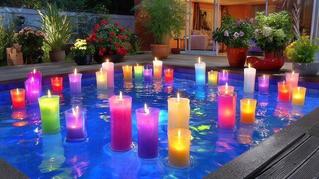 Pool Candles Ambiance | Relaxing Spa Decor & Mood Lighting