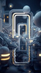 Futuristic Neon Geometric Tunnel Design