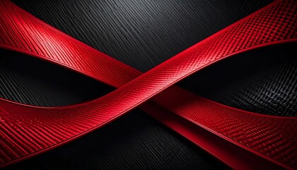 Abstract background with crossed, red ribbons over a textured black surface