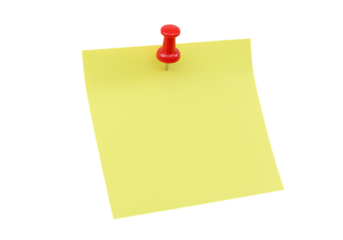 Yellow sticky note with red push pin against black background message reminder